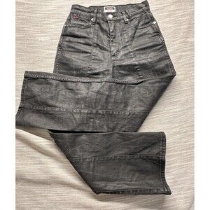 Wrangler x Fender Jeans Women 26x28 Black Coated Denim High Rise Kick Flare Rock